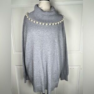 NWOT My Danielle Faux Oversized Pearl Gray Turtleneck Tunic Size 2X